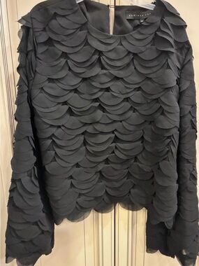 Endless Rose black petal-layered blouse XS Women